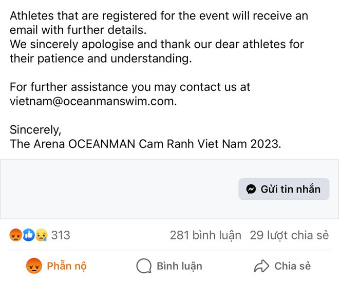 "Thông báo chính thức" thiếu tính tương tác của BTC khiến nhiều VĐV chưng hửng, giận dữ "Thông báo chính thức" thiếu tính tương tác của BTC khiến nhiều VĐV chưng hửng, giận dữ