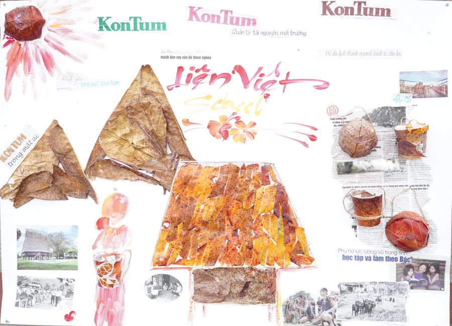 Học sinh sáng tạo trên bức tranh với mong muốn lưu giữ văn hoá truyền thống.