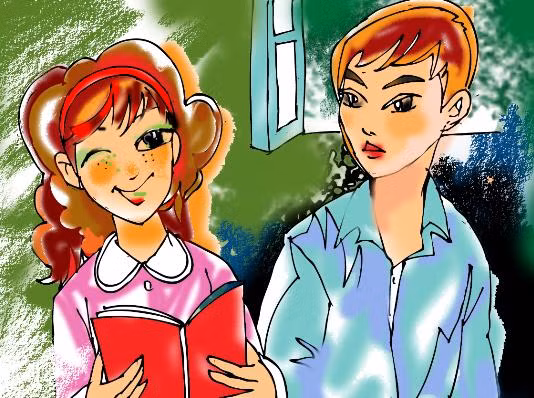 Con trai ngồi với con gái