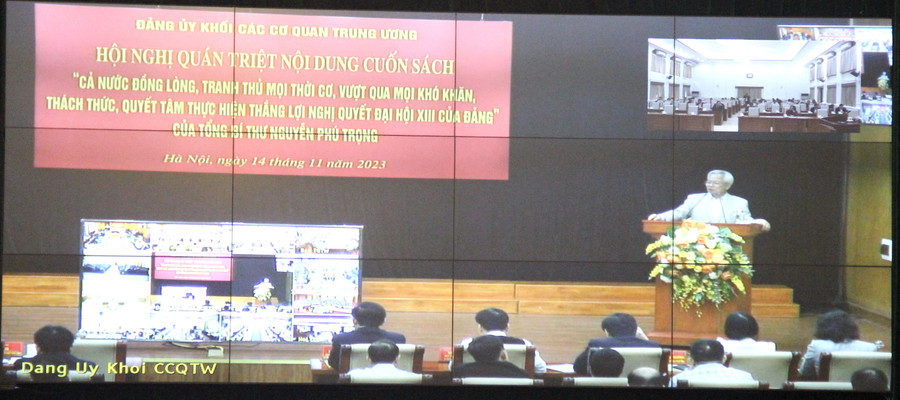 Hội nghị được tổ chức dưới hình thức trực tiếp kết hợp trực tuyến tới các điểm cầu trong toàn Đảng bộ Khối các cơ quan Trung ương.