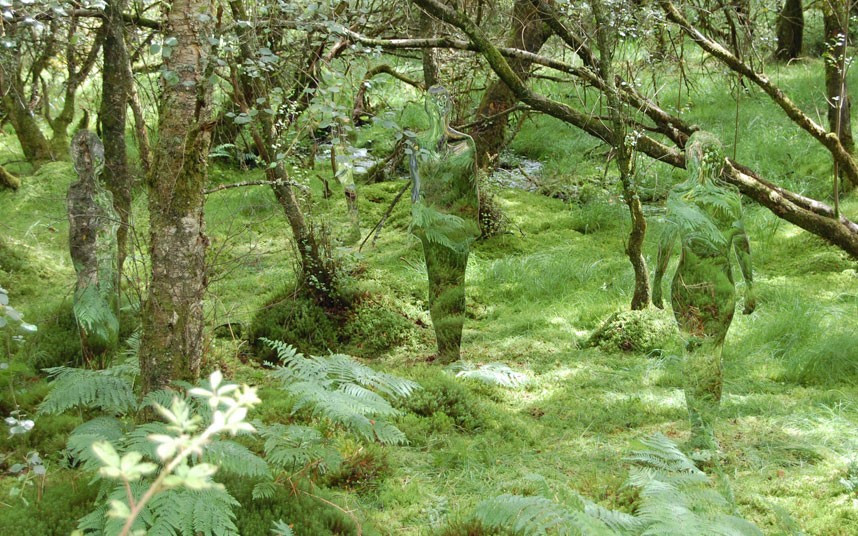 Những hình ảnh ấn tượng trong tuần ảnh 1 Mirrored sculptures are displayed at the David Marshall Lodge near Aberfoyle in the Trossachs near Loch Lomond, Scotland. The life-sized ’invisible’ figures have been dubbed ’the predator effect’ after the 1987 film where an alien life form seamlessly blends into its surroundings. Contemporary artist Rob Mulholland designed the series of six mirrored figures that are camouflaged amongst the Scottish woodlands. The sculptures are shaped from silhouettes of people he knows. Mr Mulholland made the figures with mirrored stainless steel and has designed similar installations for the forest trail around Loch Ard and in Alloa.