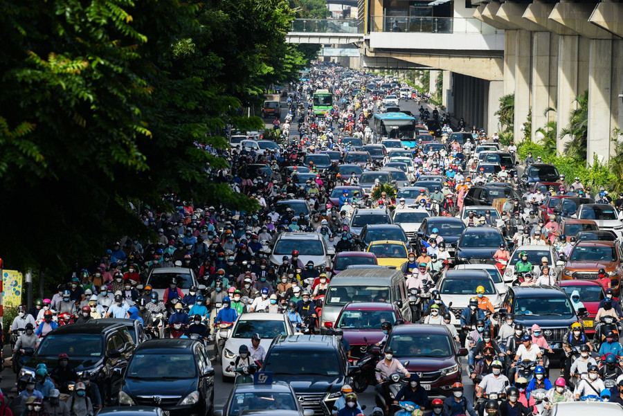 Ghi nhận tại tuyến đường Nguyễn Trãi đi Ngã Tư Sở.