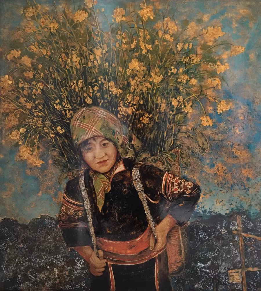 Tác phẩm “Lên ngàn” của họa sĩ Cấn Mạnh Tưởng