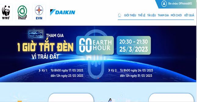 Tham gia cuộc thi Trực tuyến “Tìm hiểu kiến thức về Giờ Trái đất”.