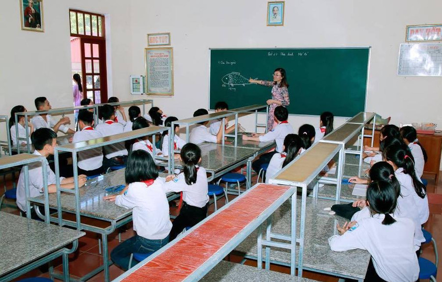 Giờ lên lớp của cô trò Trường THCS Hải Cường, huyện Hải Hậu, tỉnh Nam Định