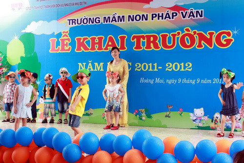 Đây là năm học đầu tiên trường Mầm non Pháp Vân triển khai công tác nuôi dạy trẻ. Ảnh, gdtd.vn