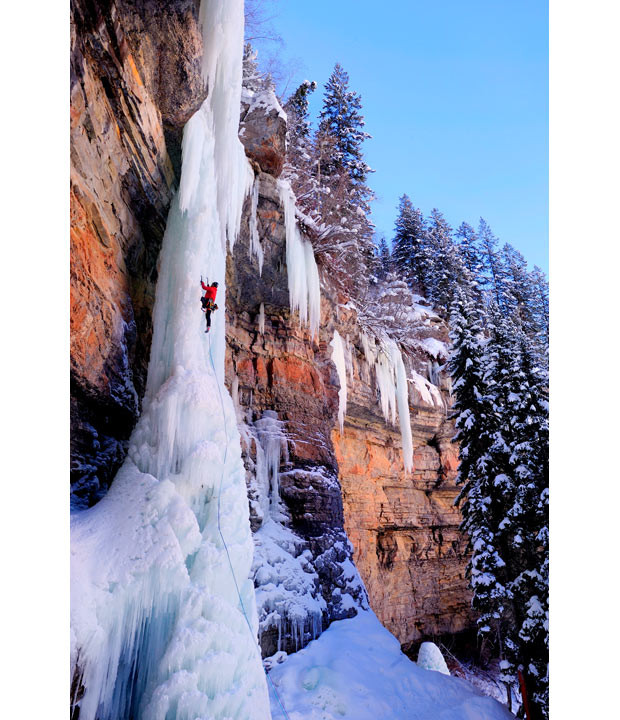 Daring climbers brave temperatures of -20 degrees and a terrifying 110 feet vertical drop to scale this spectacular wall of ice. The natural pillar, named The Rigid Designator, in Colorado, USA, is one of the hardest ice climbs in the world. Those that attempt it risk death if they lose their footing and slip. Photographer Lucas Gilman watched as his friends Cam Brensinger and Caitlin Brensinger completed the climb.