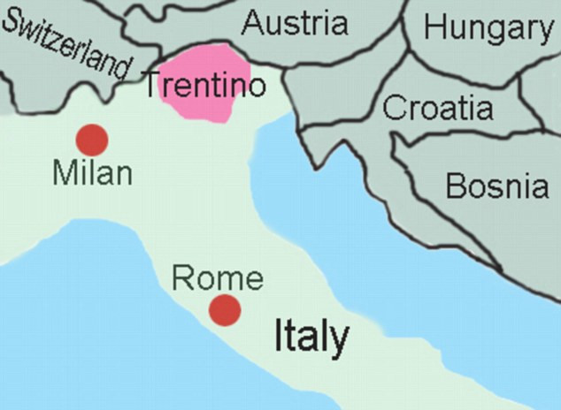 Trentino - khu vực băng tan làm lộ ra đạn dược