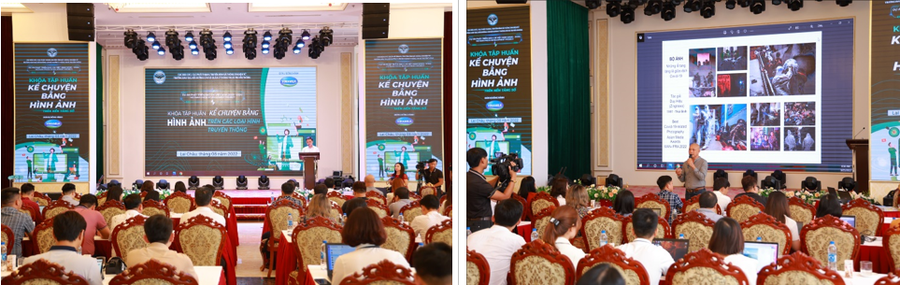 Với nội dung thiết thực, khóa tập huấn “Kể chuyện bằng hình ảnh trên các loại hình truyền thông” thu hút hơn 40 phóng viên ảnh và biên tập viên tại khu vực phía Bắc. Với nội dung thiết thực, khóa tập huấn “Kể chuyện bằng hình ảnh trên các loại hình truyền thông” thu hút hơn 40 phóng viên ảnh và biên tập viên tại khu vực phía Bắc.