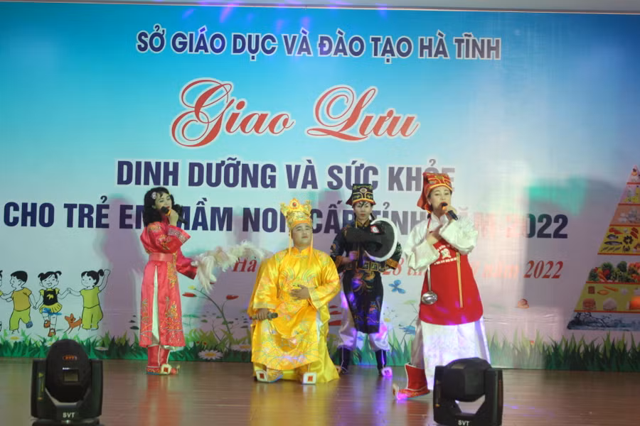 Hội thi Giao lưu dinh dưỡng và sức khỏe cho trẻ mầm non Hà Tĩnh. Ảnh Phương Hồ