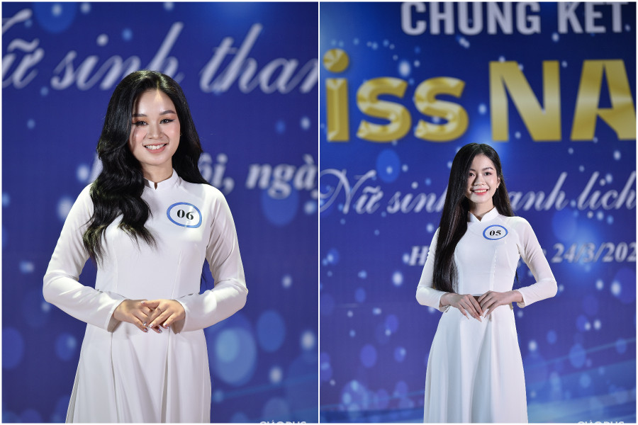 Phần thi áo dài của các thí sinh. Phần thi áo dài của các thí sinh.