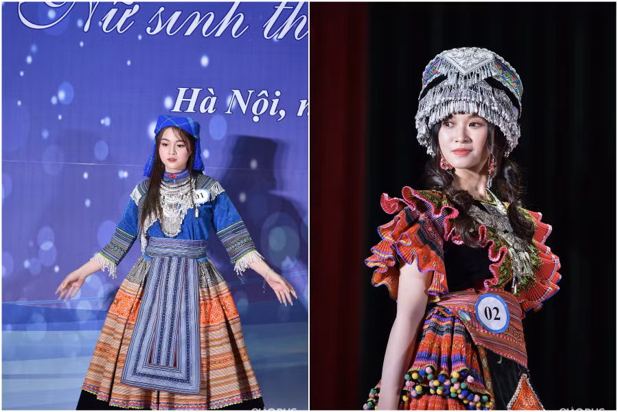 Các thí sinh mặc trang phục các dân tộc đã gây ấn tượng với ban giám khảo và khán giả.