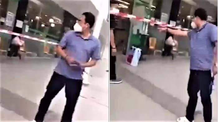 Hình ảnh ghi lại cảnh Hồ Hữu Huân có hành vi "làm loạn" tại siêu thị.