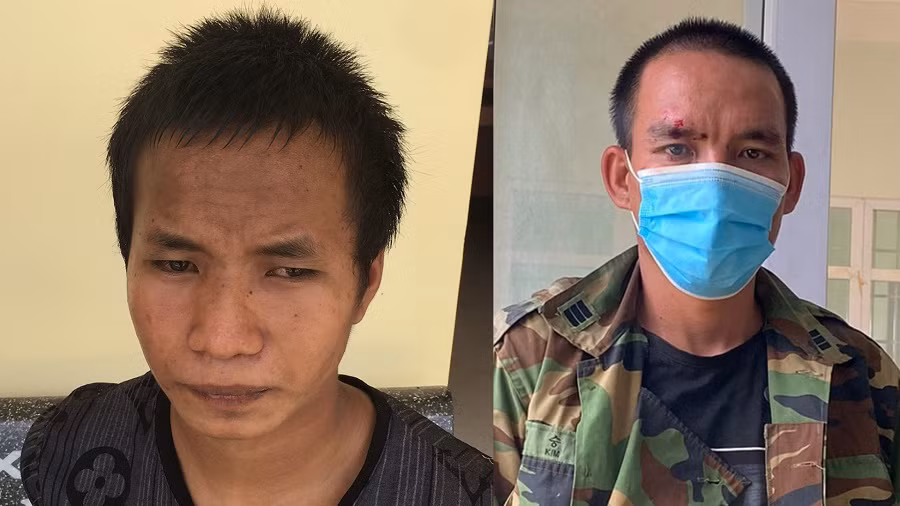 Đối tượng Ksor Hái (bên trái) và đối tượng Nguyễn Văn Trực bị bắt giữ.