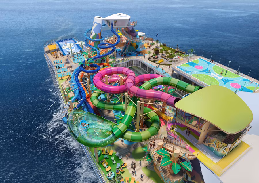 Thrill Island – nơi có công viên nước lớn nhất trên biển với 6 máng trượt. Ảnh: Royal Caribbean International.