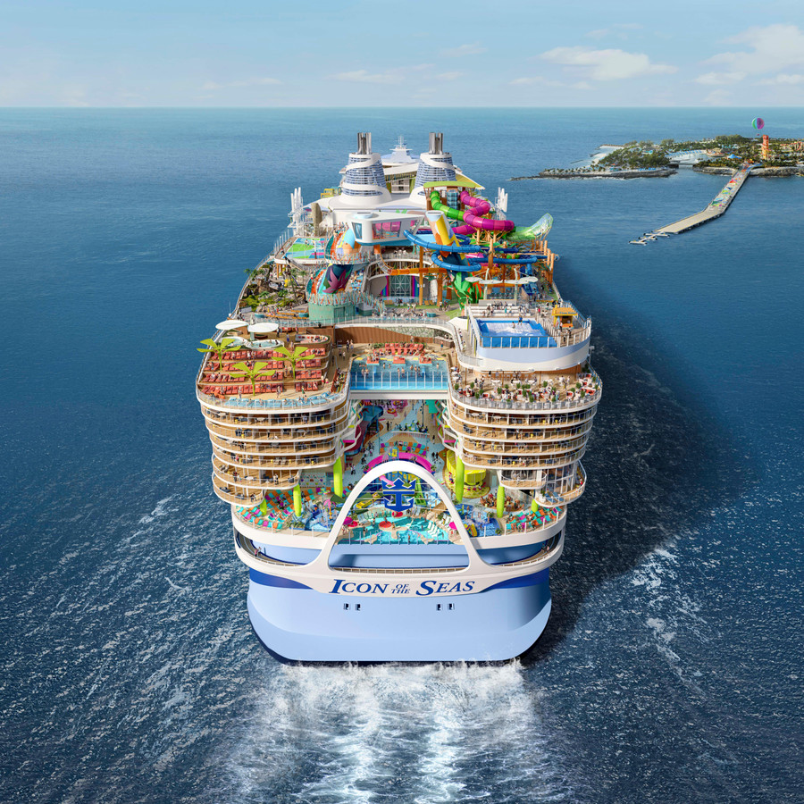 Icon of the Seas là tàu du lịch lớn nhất thế giới bao gồm tất cả dịch vụ tiện nghi của một khu nghỉ dưỡng sang trọng. Ảnh: Royal Caribbean International. Icon of the Seas là tàu du lịch lớn nhất thế giới bao gồm tất cả dịch vụ tiện nghi của một khu nghỉ dưỡng sang trọng. Ảnh: Royal Caribbean International.