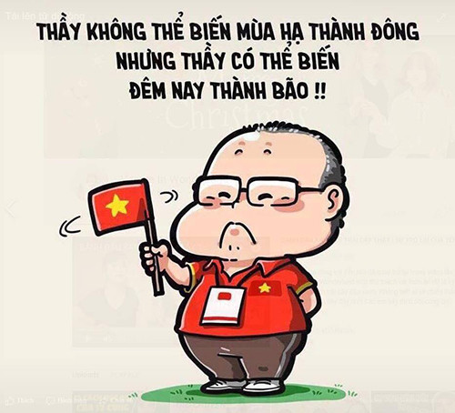 Bức ảnh tràn ngập mạng xã hội bởi lời bình thú vị và quả thực HLV Park Hang-seo đã mang "bão" về khi cả nước đổ ra đường. Bức ảnh tràn ngập mạng xã hội bởi lời bình thú vị và quả thực HLV Park Hang-seo đã mang bão về khi cả nước đổ ra đường.