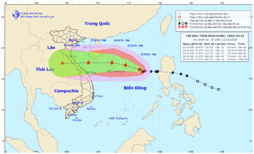 Bão số 8 - Saudel đã di chuyển vào biển Đông và tiếp tục mạnh lên