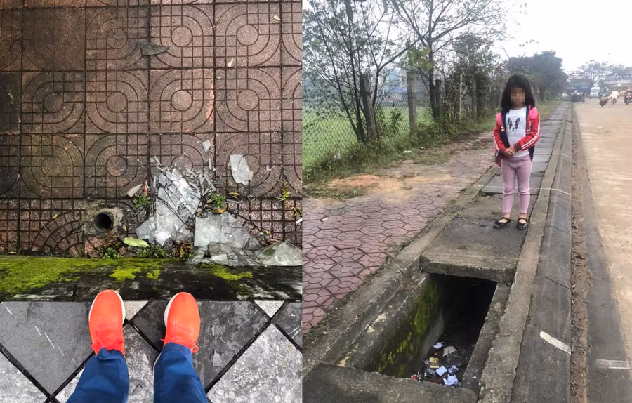 Hình ảnh về hố ga không nắp đe dọa tính mạng người dân được ông Đoàn Ngọc Hải đăng tải kèm bức tâm thư