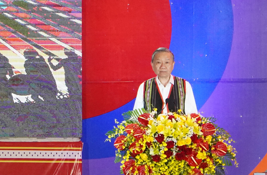 Đại tướng Tô Lâm, Bộ trưởng Bộ Công an phát biểu tại ngày hội.