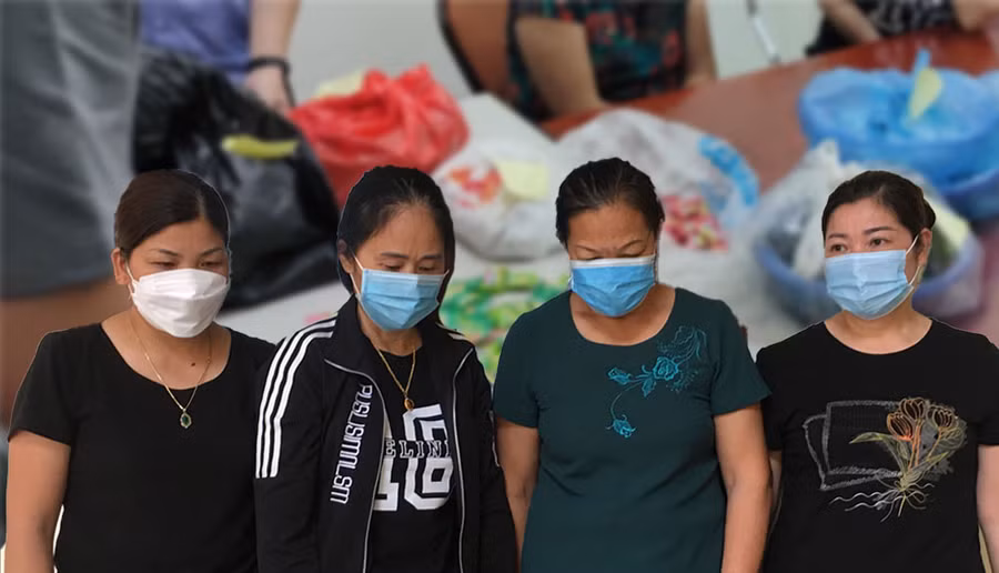 4 đối tượng cùng tang vật của vụ án tại cơ quan chức năng. Ảnh: Công an Cao Bằng.