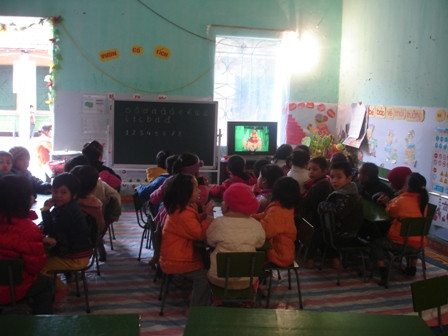 Trong 1 lớp học tại Trường mầm non Hữu Bằng