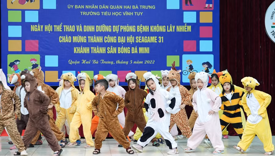 Ngày hội chúng em vui khỏe là dịp để các em học sinh được thể hiện những đam mê nghệ thuật, thể dục thể thao