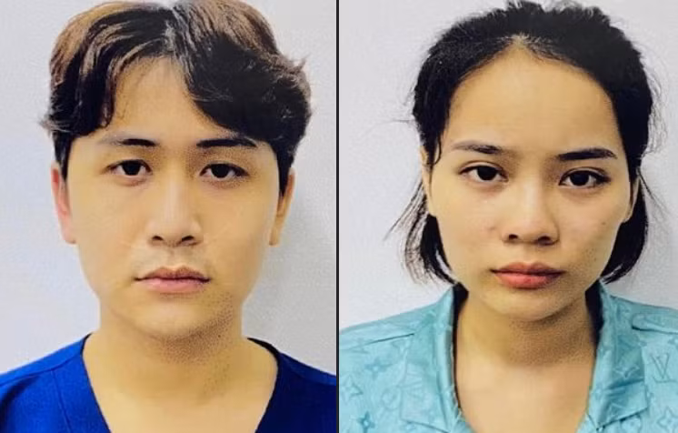 Nguyễn Thị Thúy Quỳnh và Lê Văn Đức tại cơ quan chức năng.