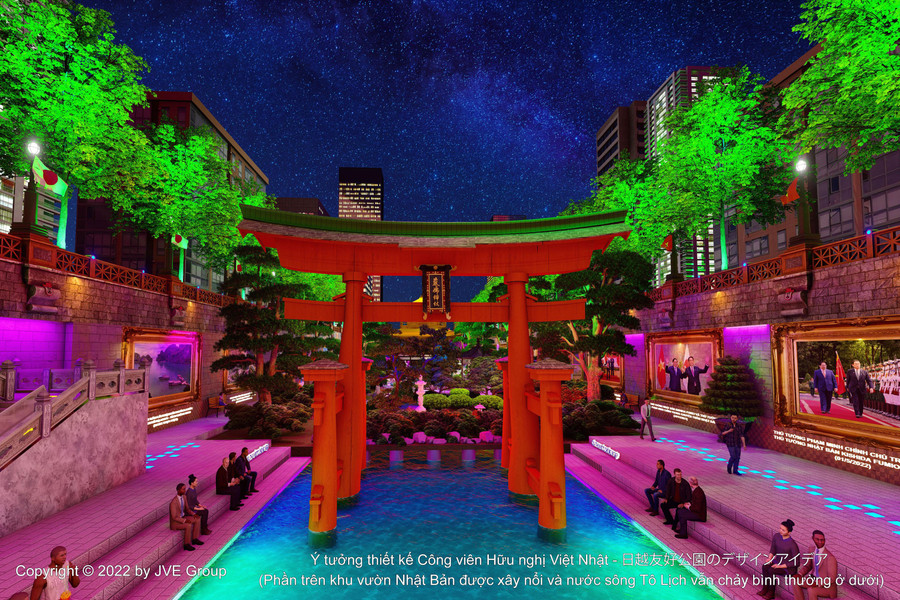 Phối cảnh cổng trời Torii tại đền Itsukushima, Miyajima - Di sản văn hóa thế giới nổi tiếng tại đảo Miyajima, tỉnh Hiroshima, Nhật Bản trên sông Tô Lịch. Phối cảnh cổng trời Torii tại đền Itsukushima, Miyajima - Di sản văn hóa thế giới nổi tiếng tại đảo Miyajima, tỉnh Hiroshima, Nhật Bản trên sông Tô Lịch.