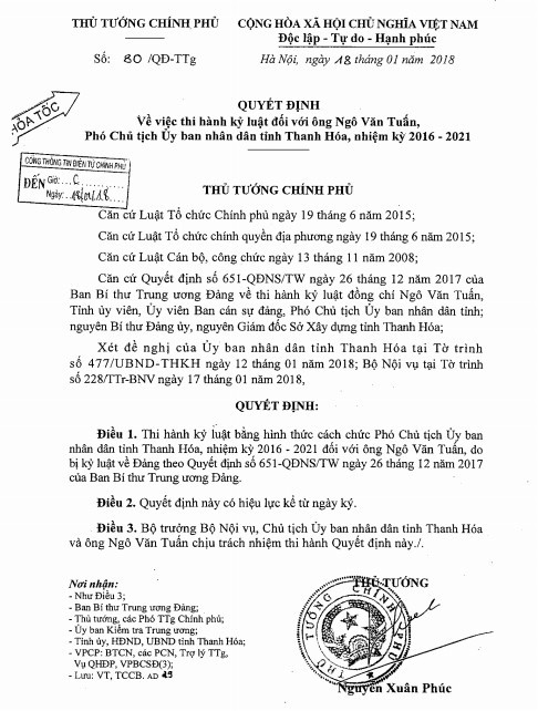 Quyết định ngày 18/1 của Thủ tướng Nguyễn Xuân Phúc Quyết định ngày 18/1 của Thủ tướng Nguyễn Xuân Phúc