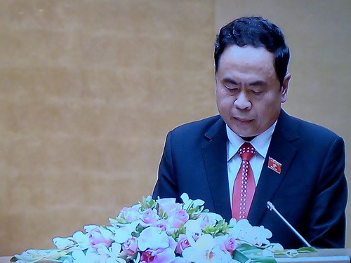 Ông Trần Thanh Mẫn - Chủ tịch Mặt trận Tổ quốc Việt Nam báo cáo tổng hợp ý kiến, kiến nghị của cử tri và Nhân dân trước Quốc hội Ông Trần Thanh Mẫn - Chủ tịch Mặt trận Tổ quốc Việt Nam báo cáo tổng hợp ý kiến, kiến nghị của cử tri và Nhân dân trước Quốc hội