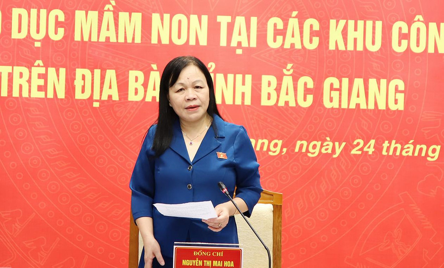 Phó Chủ nhiệm Ủy ban Văn hóa - Giáo dục Nguyễn Thị Mai Hoa phát biểu tại buổi làm việc Phó Chủ nhiệm Ủy ban Văn hóa - Giáo dục Nguyễn Thị Mai Hoa phát biểu tại buổi làm việc