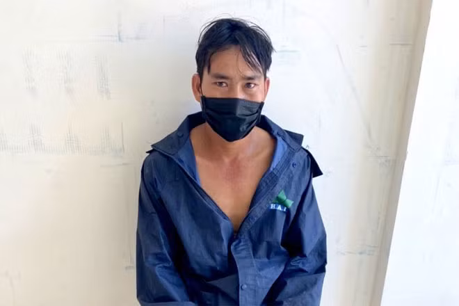 Đối tượng Nguyễn Văn Ngọc tại cơ quan công an.