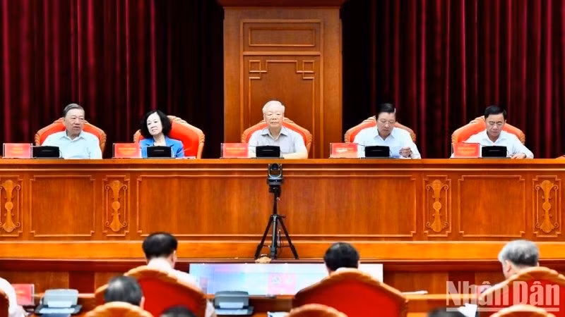 Tổng Bí thư Nguyễn Phú Trọng chủ trì Hội nghị. (Ảnh: Đăng Khoa)