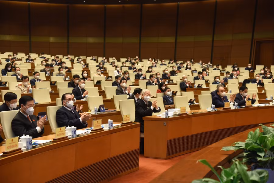 Các đại biểu tham dự tại điểm cầu Nhà Quốc hội