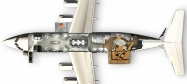 Máy bay dùng để tham quan vùng nguy hiểm ảnh 4 One proposed configuartion of the ’safari jet’, including dining room, lounge suite and viewing area Read more: http://www.dailymail.co.uk/sciencetech/article-1278627/Creature-comfort-British-safari-jet-transforms-plush-viewing-platform.html#ixzz0o3E7HRRh