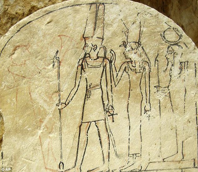 An unfinished funeral painting from the tomb of Ptahmes Read more: http://www.dailymail.co.uk/sciencetech/article-1282628/Ancient-Egyptian-mayors-tomb-century-lost.html#ixzz0pSgf3ro6