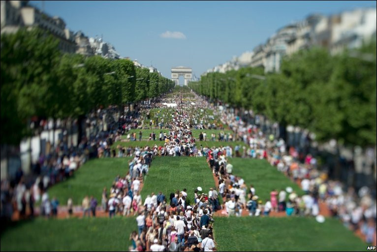 Những người nông dân đã biến Đại lộ Champs-Elysees ở Paris (Pháp) thành một không gian xanh để gây sự chú ý tới tình trạng khó khăn tài chính của họ.