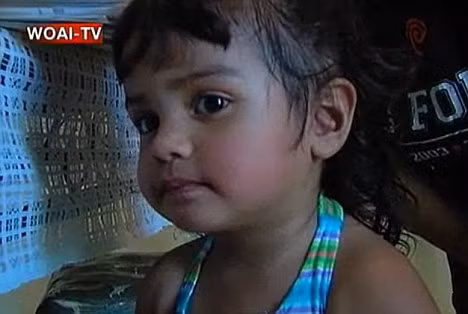 Lucky girl: The baby has recently been identified as Destiny Flores, who is now aged two