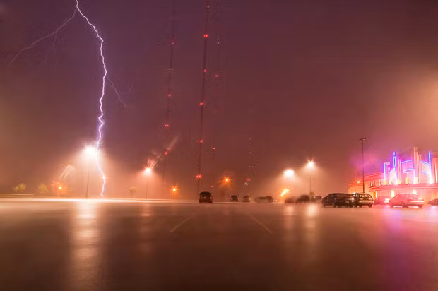 July 15, 2008: More lightning at the North Omaha tower. You can see more of Mike’s work at his website