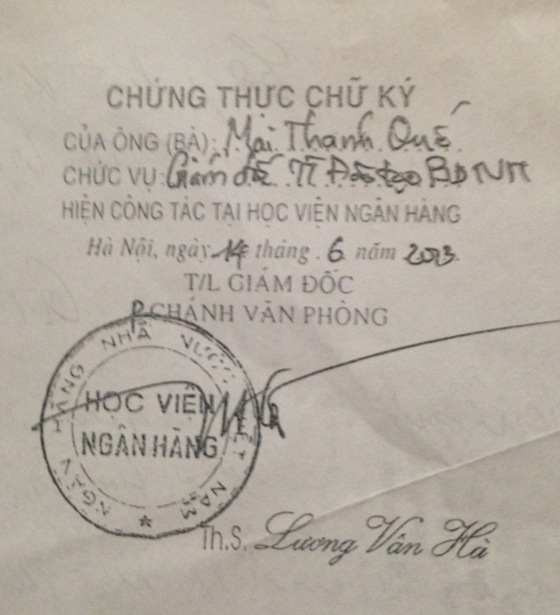 Giấy xác nhận của TS Mai Thanh Quế gửi các cơ quan chức năng vì bị ông Hoàng Xuân Quế “đạo” tới 30% luận án tiến sỹ Giấy xác nhận của TS Mai Thanh Quế gửi các cơ quan chức năng vì bị ông Hoàng Xuân Quế “đạo” tới 30% luận án tiến sỹ