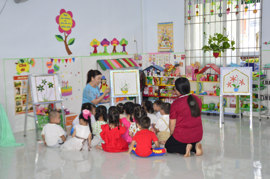 Cô giúp bé làm quen với việc bảo vệ môi trường trong giờ học, qua những hình vẽ minh họa. Cô giúp bé làm quen với việc bảo vệ môi trường trong giờ học, qua những hình vẽ minh họa.