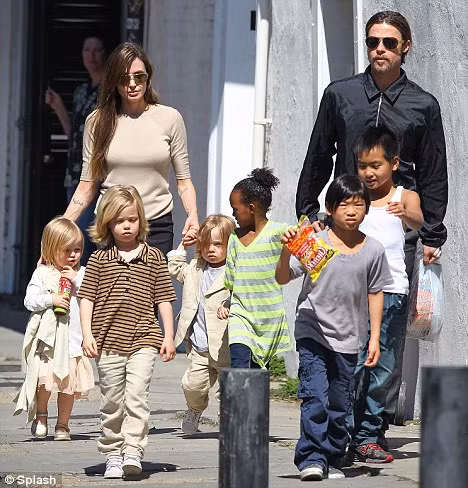 Joile và người tình Brad Pitt cùng sáu đứa con của họ trong một chuyến đi chơi mới đây