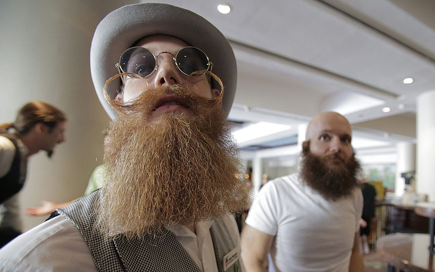 Entries for the the National Beard and Mustache Championship in New Orleans, USA