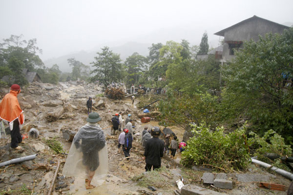Thôn Can Hồ A xã Bản Khoang bị san phẳng. Ảnh: baolaocai.vn