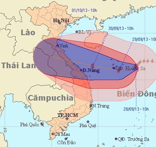 Bão số 10 đang hướng vào miền Trung