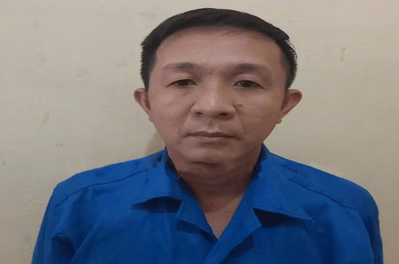 Đối tượng Lê Minh Quân tại cơ quan điều tra.