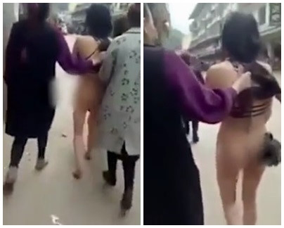 Vợ đánh ghen bá đạo, lột đồ bồ nhí của chồng diễu phố - Ảnh 1 Vo danh ghen ba dao, lot do bo nhi cua chong dieu pho - Anh 1