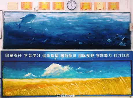 Nu sinh Trung Quoc gay sot nho tai ve tranh tren bang den - Anh 1