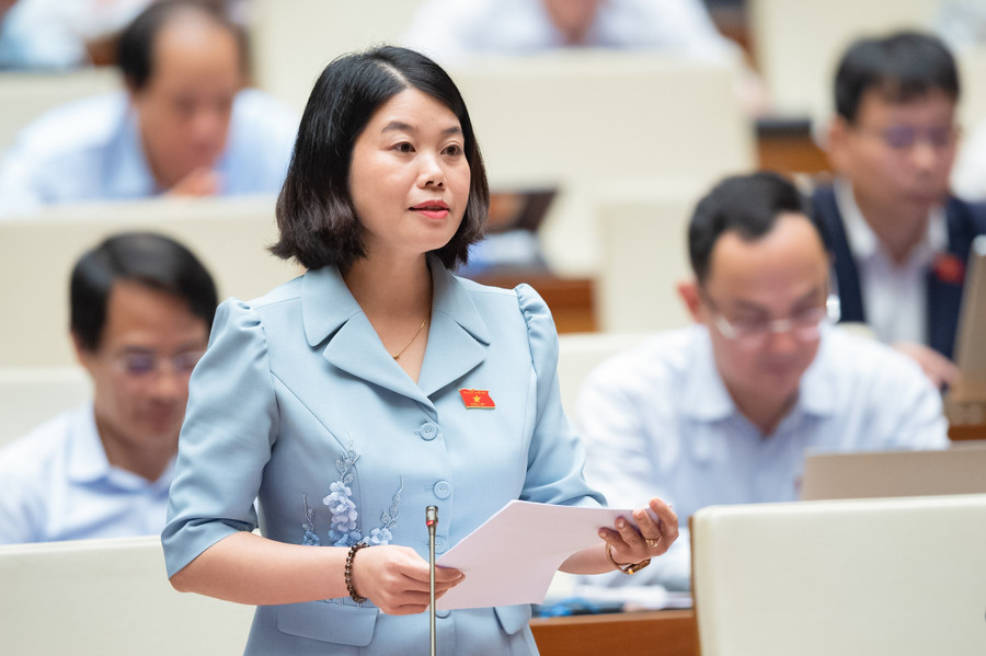 Đại biểu Nguyễn Thị Huế - Đoàn ĐBQH tỉnh Bắc Kạn phát biểu thảo luận tại hội trường. Đại biểu Nguyễn Thị Huế - Đoàn ĐBQH tỉnh Bắc Kạn phát biểu thảo luận tại hội trường.